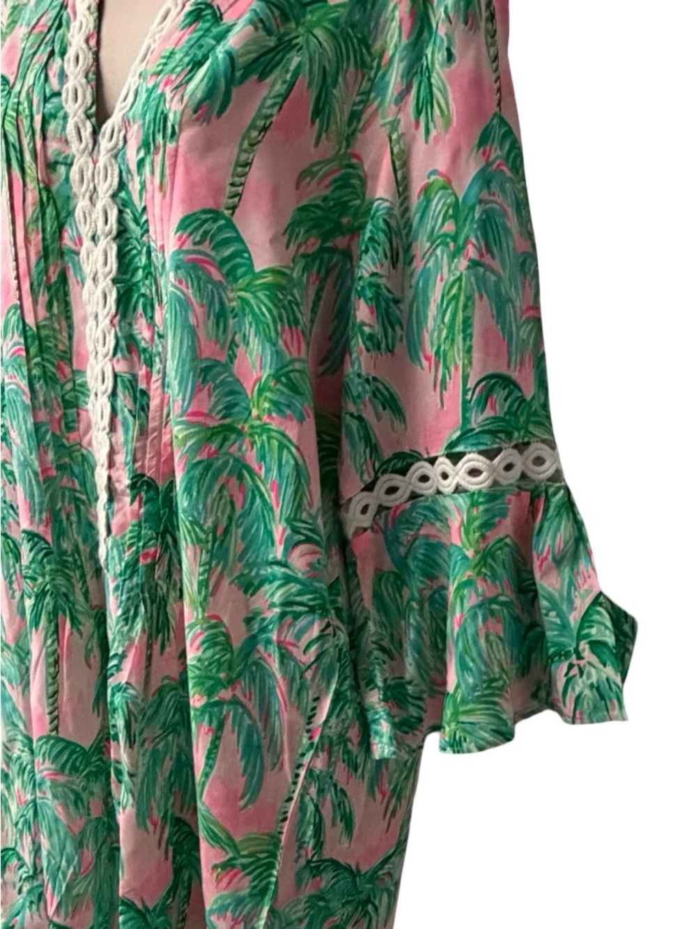 Lilly Pulitzer Hollie Tunic Dress Palm Trees Pink Blossom Large - Picture 2 of 11